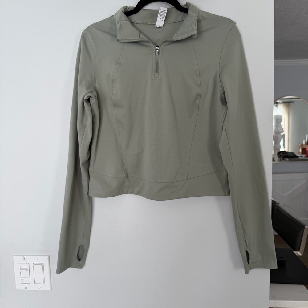 Yogalicious Sage Green Quarter-Zip Sweatshirt